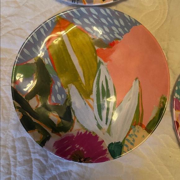 Lulie Wallace for Anthropologie floral melamine plates. Salad, dessert. Six - Picture 6 of 8